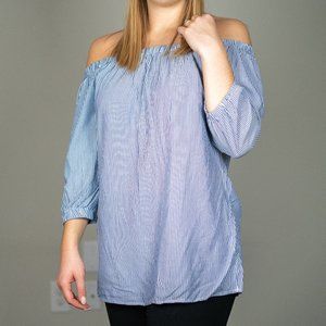 Beach Lunch Lounge Collection Off the Shoulder Striped Blouse / Tunic